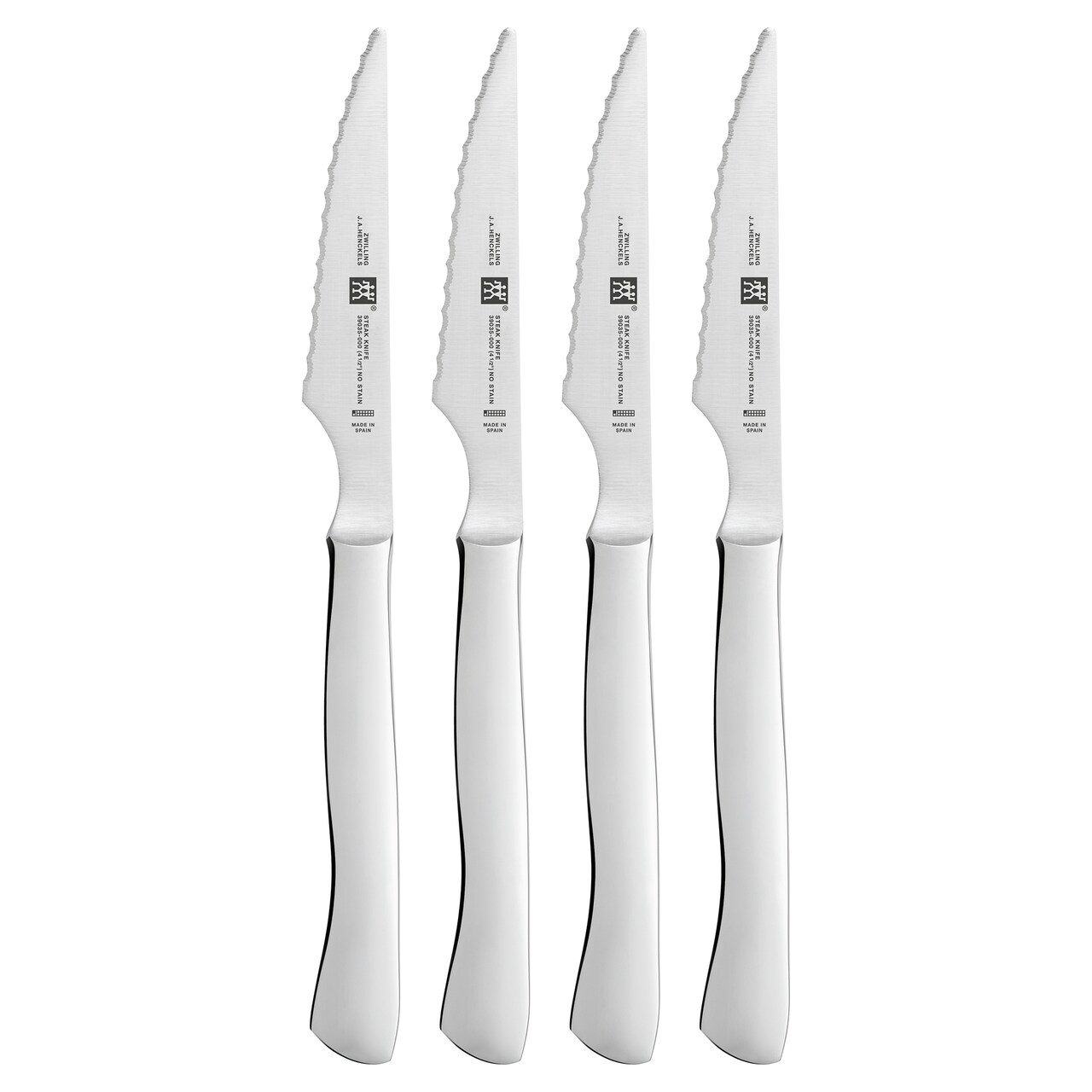 ZWILLING 4-pc Stainless Steel Serrated Steak Knife Set, made in Spain